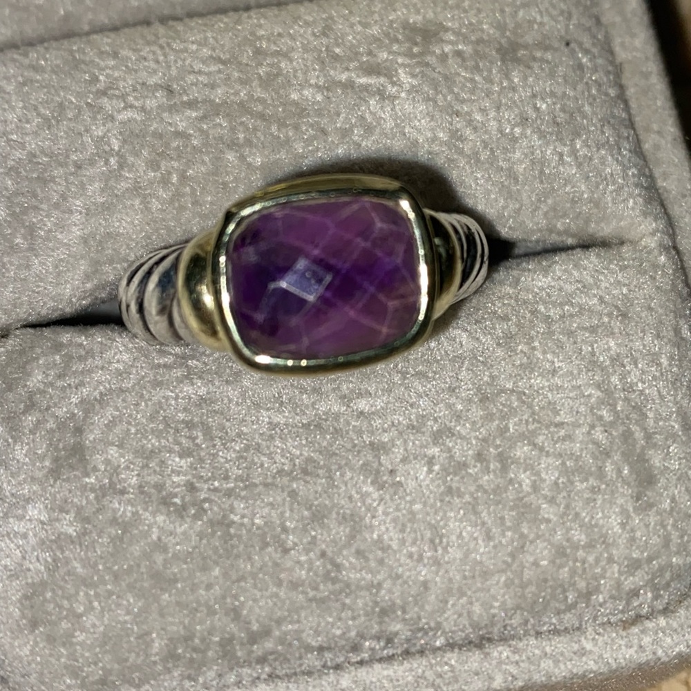 David Yurman Amethyst and Gold Cable Ring - Picture 2 of 10